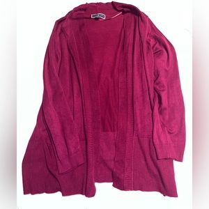 Karen Scott long cardigan with pockets maroon size XXL super comfy !